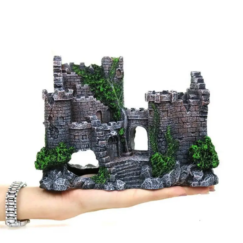 Aquarium Ornaments Resin Big Castle Aquarium Supplies for Theme Decorations Fish