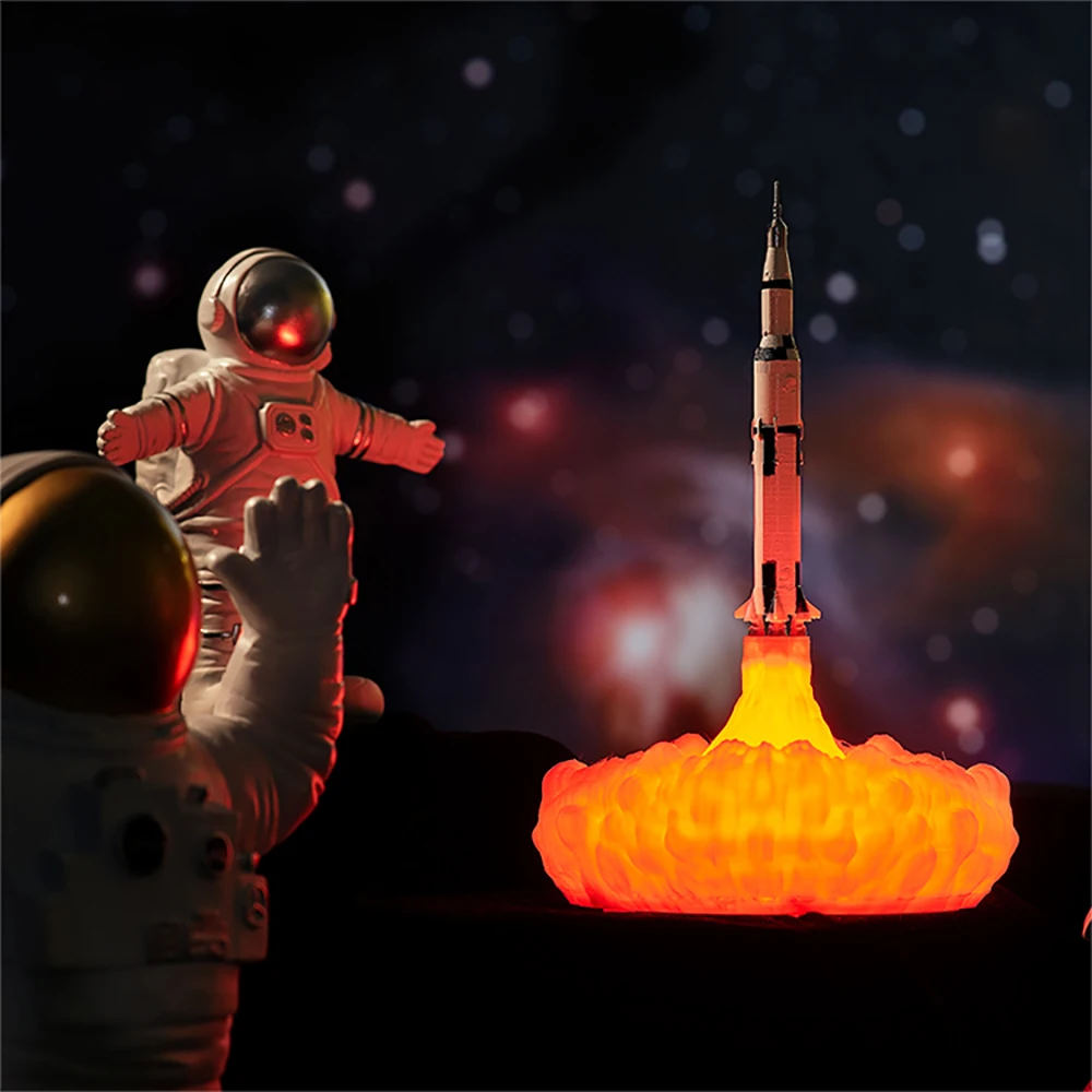 Creative 3D Print Rocket Lamp Rechargeable Night Light  For Home Room Family Holiday Party Decoration And Lighting Creative 3D Print Rocket Lamp Rechargeable Night Light  For Home Room Family Holiday Party Decoration And Lighting