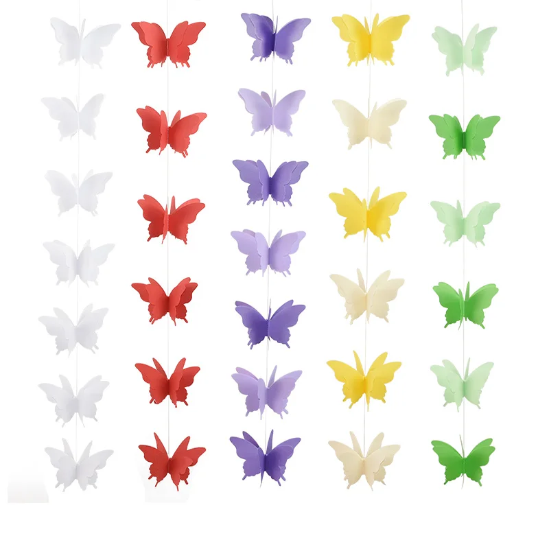Wedding Hanging Decoration Supplies Butterfly Paper Garland Banner Birthday Party Baby Shower Home Living Room Kids Room Decor