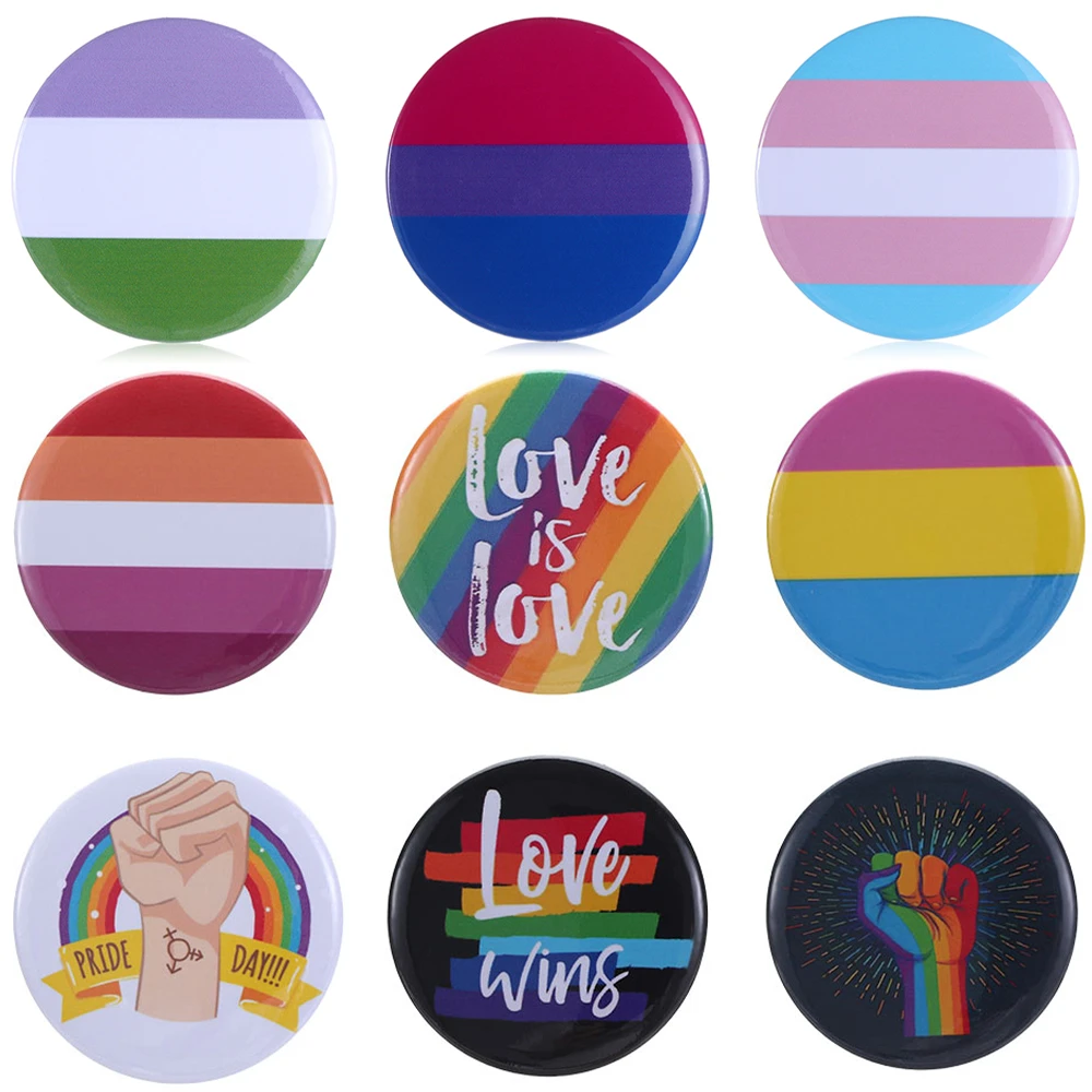 Arco Iris del orgullo Gay pines Bandera de hojalata de la placa de apoyo lesbiana Gay Bisexual transgénero símbolo de broche regalos de joyería herramientas|Insignias| - AliExpress