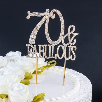 

Metal Number 70 and Fabulous Gold Rhinestone Cake Topper for Women Men 70 Years 70th Birthday Party Cake Decoration Centerpieces