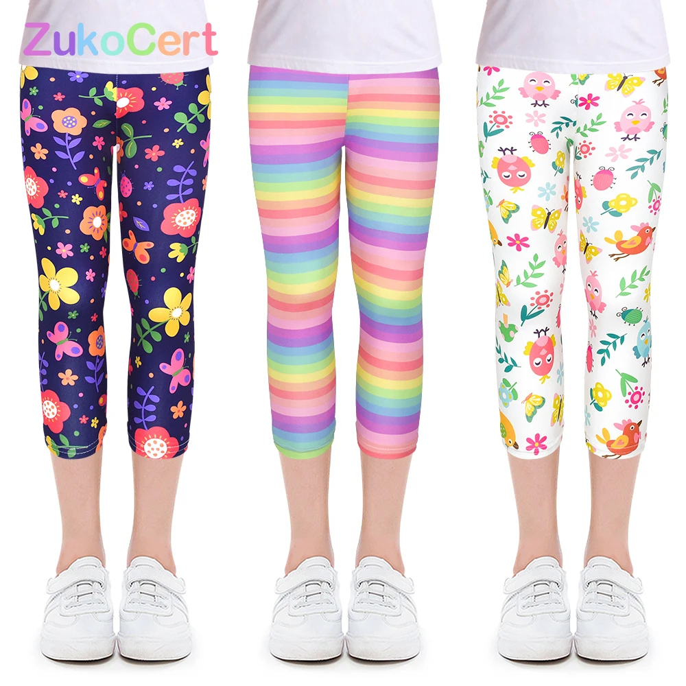 Leggings com Saia Calças para Crianças Algodão Crianças Meninas Culottes Render Flor Floral Impresso Elástico Lápis Calças 5 Algodão crianças meninas leggings com saia culottes
