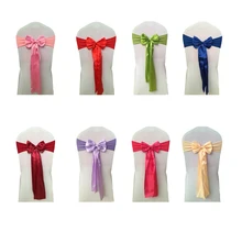 10 шт бант-галстук лента эластичный Чехол для стула Sash атласная ткань стулья задний цветок украшение Свадебная вечеринка в отеле поставки