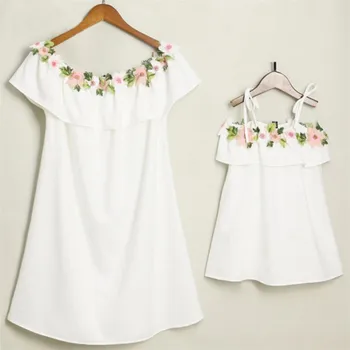 

Mother and Daughter Dress Solid Fashion for Mommy and Me Clothes Family Look Mom Baby Dress Matching Outfits Summer