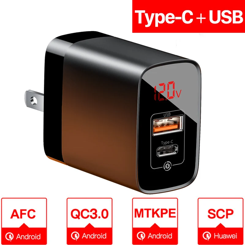 Baseus Quick Charge 3,0 USB зарядное устройство для iPhone 11 Pro Max Xs samsung мобильный телефон 18 Вт PD3.0 PD QC3.0 QC usb type C быстрое зарядное устройство - Plug Type: US Plug Black PD C