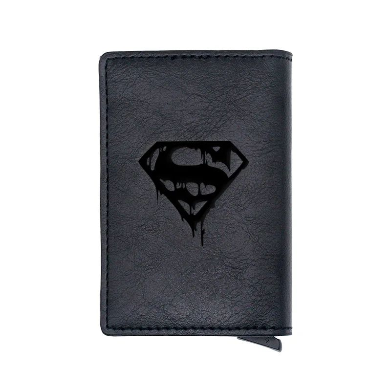 Крутой черный кошелек с символом Супермена держатель для карт мужской Rfid кожаный
