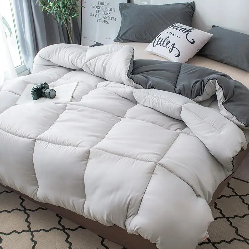 CF высококачественный 4 сезона одеяло очень теплое зимнее одеяло с наполнителем с хлопковым покрытием Твин Полный queen King size - Цвет: Темно-серый