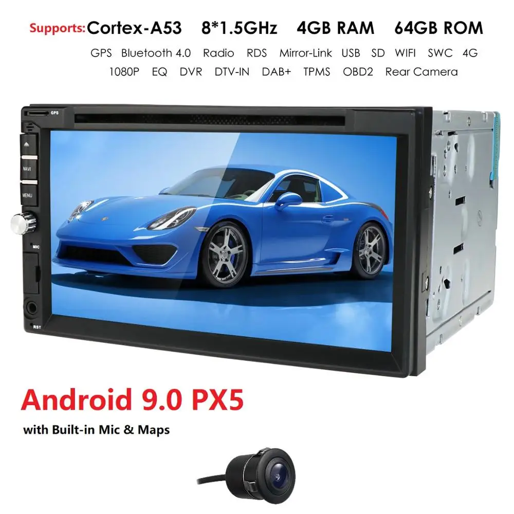 Автомагнитола OctaCore универсальная мультимедийная система на Android 10 с 7 "экраном