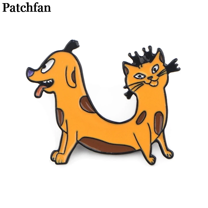 20 шт./партия, Patchfan Catdog, цинковые заколки с героями мультфильмов для мужчин и женщин, рубашка, очаровательное пальто, одежда, рюкзак, значки медали, броши A2267