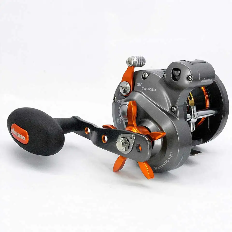 OKUMA Fishing Reel Coldwater Line Counter Reel Full Carbonite Drag System Lightweight corrosion resistant frame Baitcasting Reel