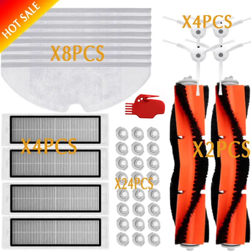 43pcs-set Основная щетка hepa фильтр, боковая щетка Швабра Ткань подходит для xiaomi вакуум 2 roborock s50 аксессуары xiaomi mi робот Замена - Цвет: 43pcs-set