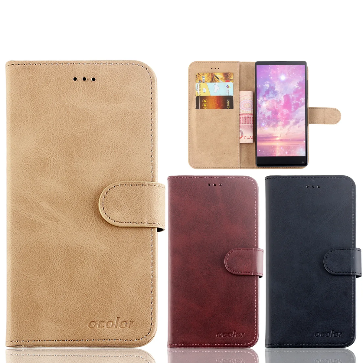Кожаный чехол-книжка для телефона с кошельком и обложка чехол для HOMTOM C1 с магнитом держатель для карт и кармашками для карточек
