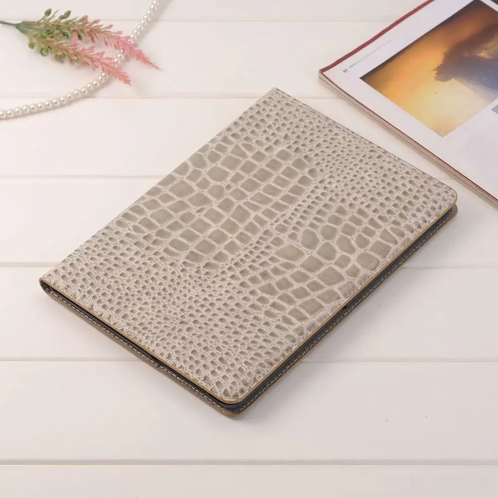 Бежевый Кожаный чехол-книжка с крокодиловым узором для планшета huawei Mediapad T5 10 10,1 дюймов, защитный чехол для планшета+ ручка - Цвет: Бежевый