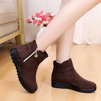 

2019 winter new women's boots snow boots women's plush casual side zipper sude boots Plus size