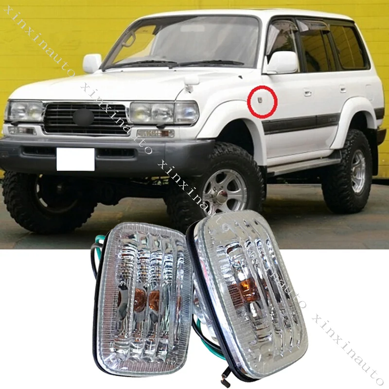 

Car Styling 2x Side Fender Marker Turn Light Signal Fit For Toyota Land Cruiser LC76 LC80 90 100