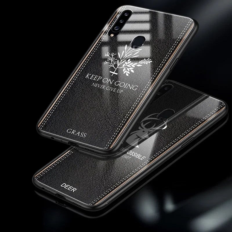 Для samsung galaxy A20S M30S чехол противоударный задняя крышка трава олень мультфильм чехол из закаленного стекла для телефона для samsung M307F A207F