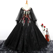 Благородное платье для выпускного вечера Модное пышное платье с длинным рукавом винтажное Вечернее Бальное Платье с вышивкой Vestido Debutante