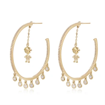 

European and American New Zircon Transparent CZ Champagne Gold Earrings Cubic Zirconia Creative Design Wild Ladies Earrings