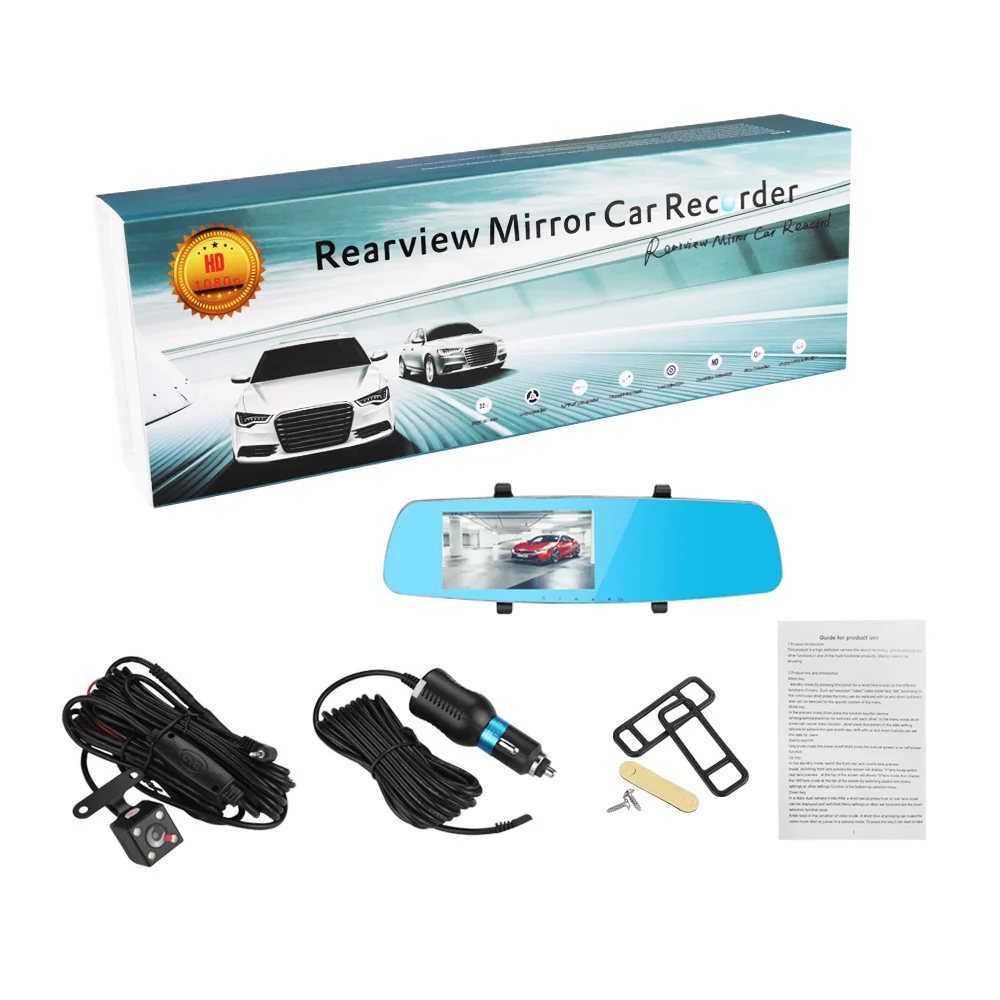 Full HD 1080P 5inch TFT LCD Video Recorder Dash Cam Dual Lens Rearview Mirror Car Camera DVR Digital Night Vision | Электроника