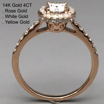 

14K Rose Gold 4 Carat Moissanite Diamond Ring Women Luxury Round Classic Wedding Party Engagement Anniversary Ring 4 Ct D Color