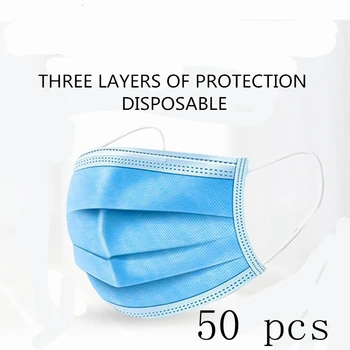 

50 Pcs Disposable mouth face mask 3 Layer filter Masks Anti Dust Droplet pollution epidemic protection Mask PM 2.5 Respirator