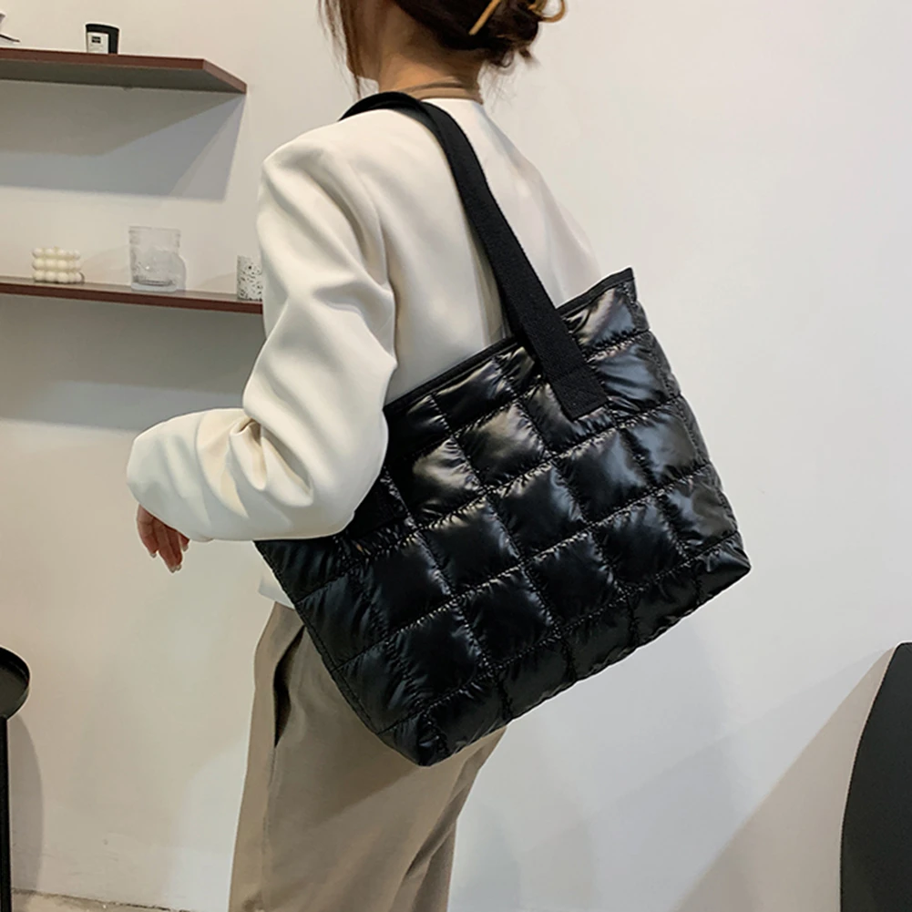 Bolso de hombro de tela de nailon para mujer, bolsa mano Color sólido, informal, de gran capacidad, para compras|Bolsos hombro| - AliExpress