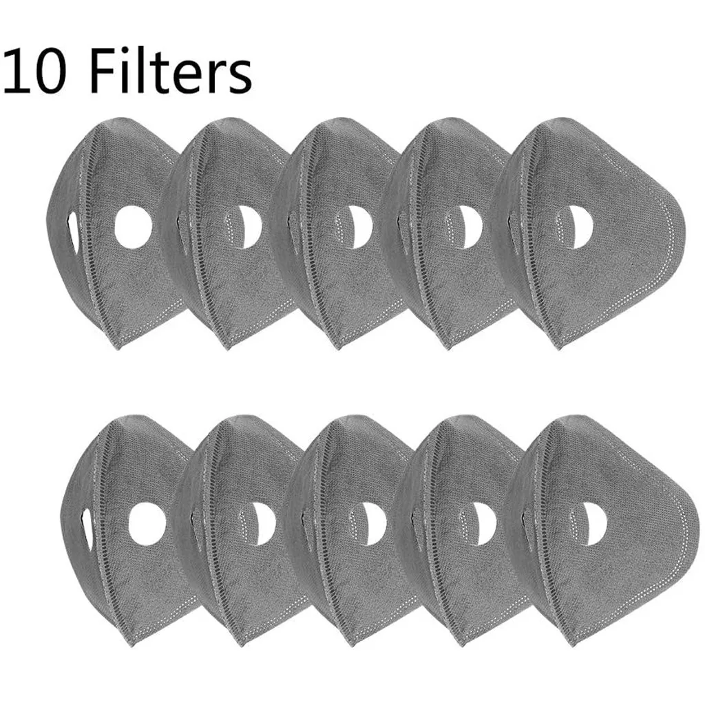 Máscara filtro facial de carbón activado para ciclismo, Mascarilla lavable, 10 unidades