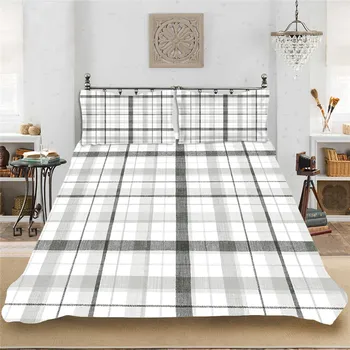 

Simple Square Black-White KIng-Full Size Bedding set Bedclothes Include Duvet Cover Pillowcase Print Home Textile Bed Linens
