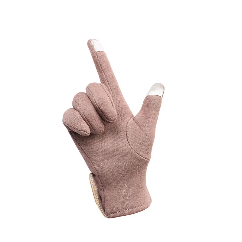 Лидер продаж, 1 пара, женские зимние перчатки с сенсорным экраном, теплая подкладка, Толстая Кнопка, Декор, минималистичный, CGU 88