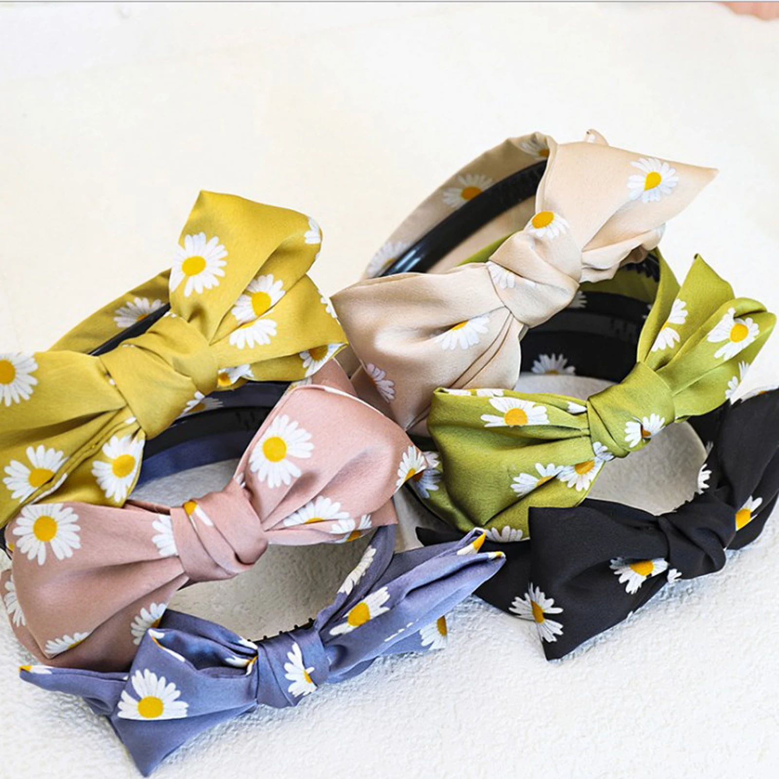 

Fashion Daisy Hairband For Women Big Bow Knot Headband Adult Soft Top Quality Head Band Turban Non-slip Teeth Hair Accessories