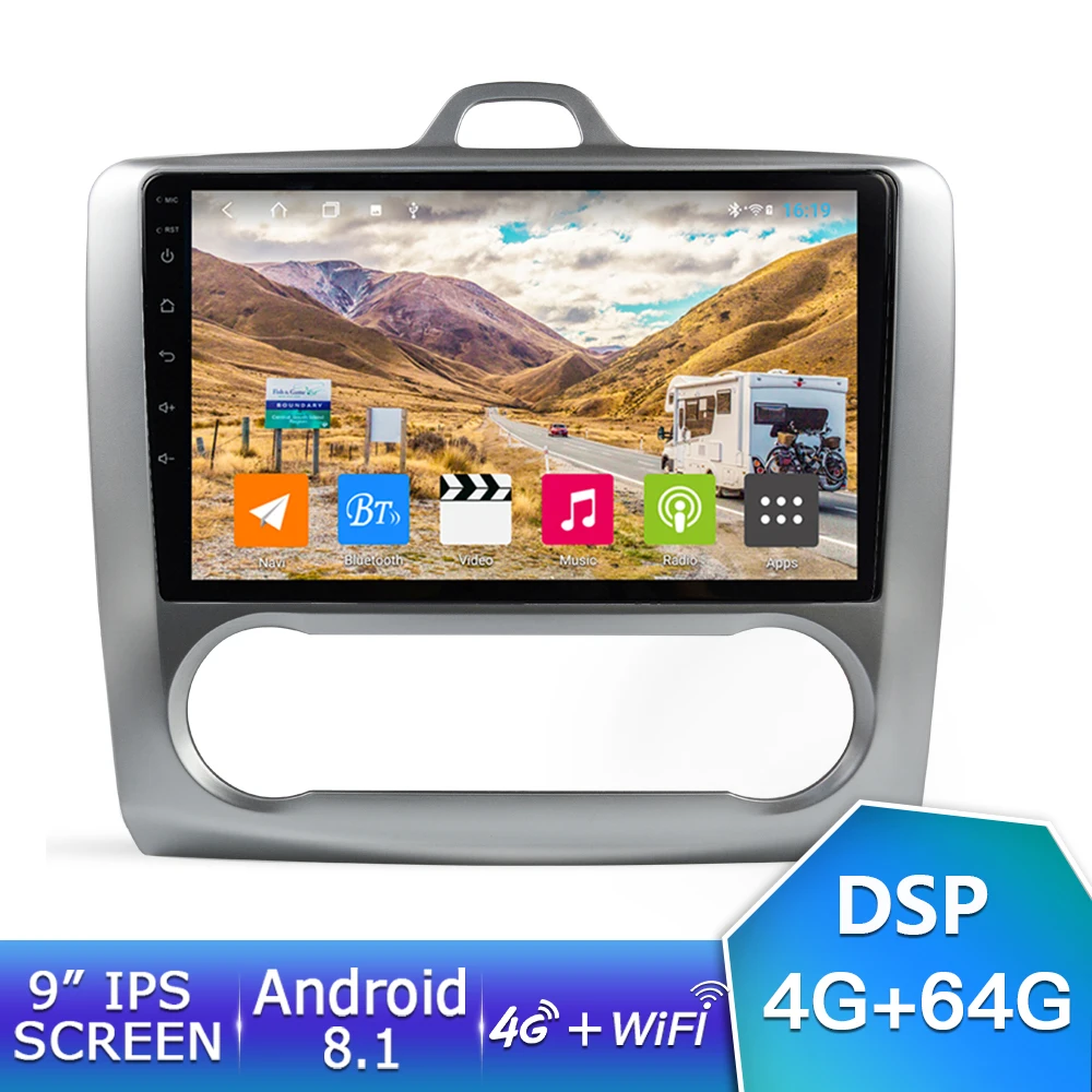 Ekiy 9 'ips Android 8,1 мультимедийный плеер Автомобильный Радио 4G+ 64G стерео для Ford Focus 2004 2005 2006 2007 2008-2011 BT gps навигация - Цвет: 4G 64G 002
