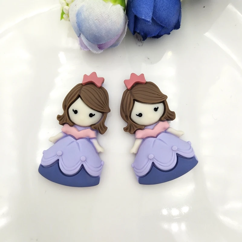 8Pcs Cartoon Princess Flatback Resin Cabochon Kawaii Flat back Kids Hair Bows Accessories DIY Embellishments Decor - Цвет: A