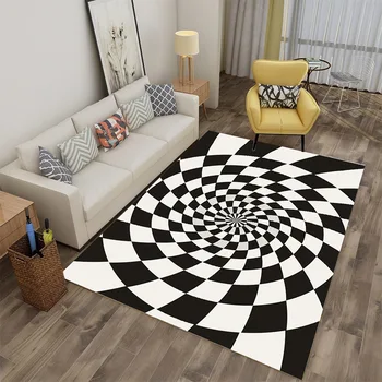 

Nordic Geometric Abstract Rug Printed Carpet Home Living Room Bedroom Visual Floor Mat Crystal Velvet Carpet WWO66