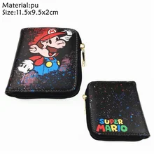 Game Super Mario Bros Short Wallet Boys Girls zipper Credit Card Holder Leather small coin Purse Women mini cosplay Handbag Cute