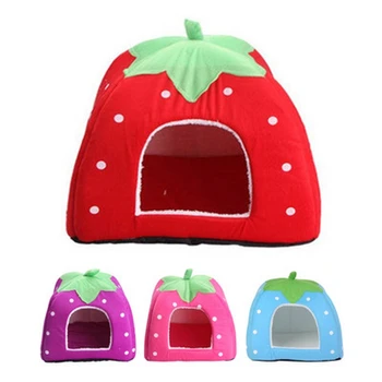 

Pet Supplies dog house strawberry Cat Rabbit Bed House Kennel Doggy Warm Cushion Basket Pet House Dog Nest for Puppy Home