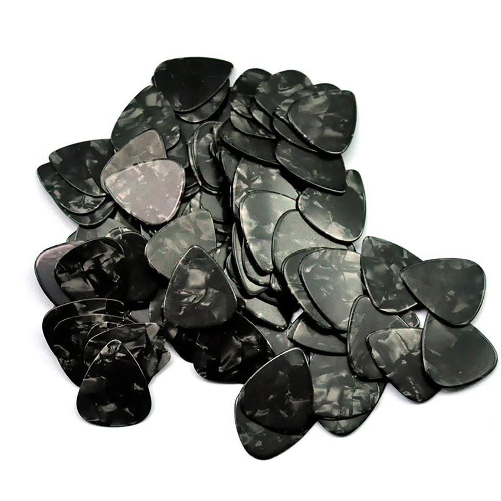100pcs/lot 0.71mm 0.96mm 1.5mm Black Pearl Celluloid Guitar Picks Plectrums for Acoustic Electric Guitar Bass