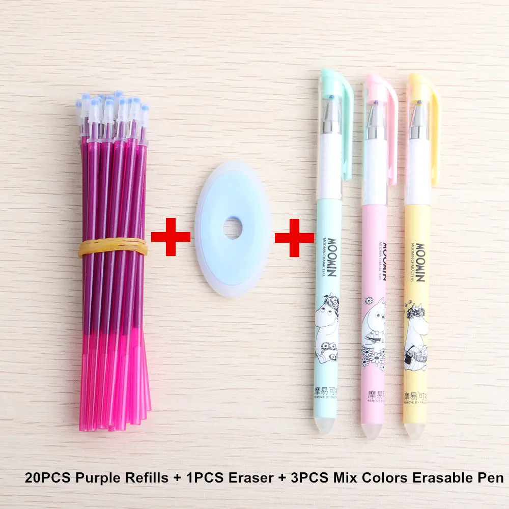 24Pcst Purple 6/24/50 шт./компл. kawaii стираемая ручка с заправляемым стержнем для офиса стержни 0,5 мм гелевая ручка стержни гелевые ручки комплект моющиеся ручки офисные школьные принадлежности, блокноты - Цвет: 24Pcst Purple