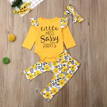 Одежда для новорожденных и маленьких девочек от 0 до 24 месяцев спортивный комбинезон, топ и длинные штаны хлопковая одежда