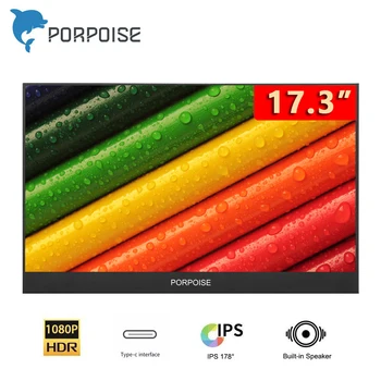 

PORPOISE 17.3inch USB C HDMI 1920*1080P PD HDR Monitor with Earphone port Portable Screen Gaming Monitor