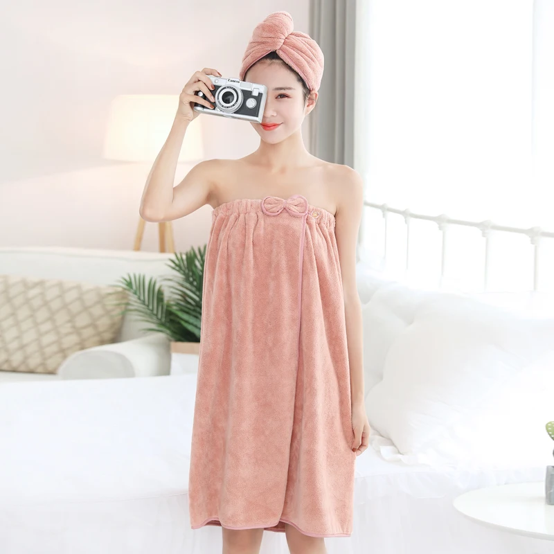 Женский фланелевый домашний банный халат с бантом для девушек, банный халат, супер впитывающее банное полотенце, быстро сохнет, большой размер, ночной халат - Цвет: 01