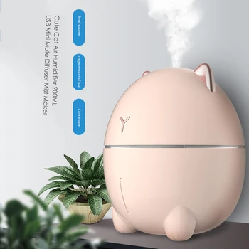 

200ML Cute Cat Air Humidifier USB Humidifier Mini Mute Dekstop Mist Aroma Air Oil Diffuser for Home Car Dropshipping