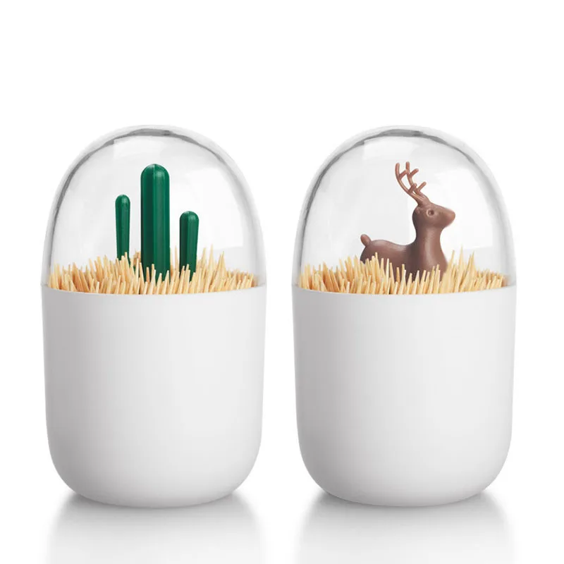 

Plastic Cotton Swab Box Organizer Tree Creative Animal Table Decoration Storage Box Cotton Bud Holder 1PC Toothpicks Holder