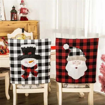 

1PC Christmas Chair Cover Christmas Decoration for Home Lattice Chair Cover Home Restaurant Decoration Supplies vanocni dekorace