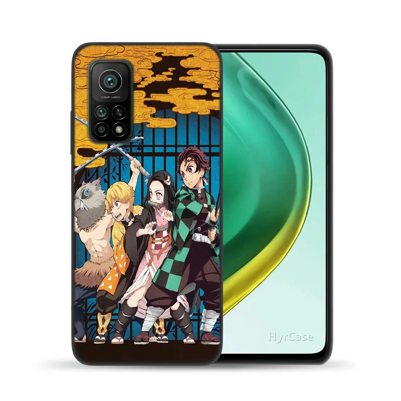 Cute Demon Slayer Anime Phone Case For Xiaomi Mi 10T Lite 10 Ultra Redmi Note 9S 7 8 9 Note9 Pro 8T Black Soft Silicone Cover xiaomi leather case cover