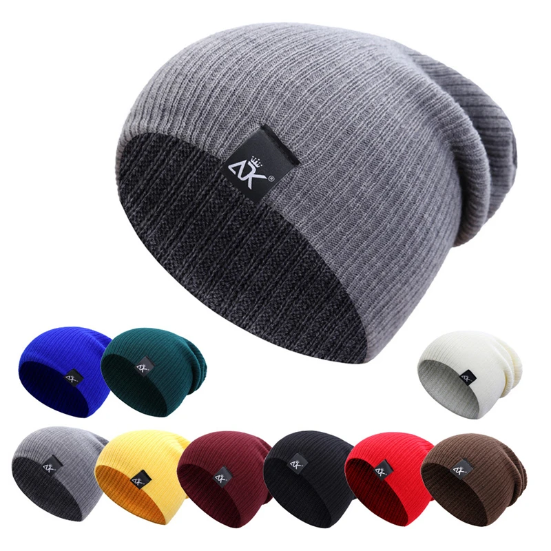 Cotton Blends Men's Beanies For Women Outdoor Bonnet Skiing Hats Unisex Keep warm in winter Solid Color Knitted Hat Hip Hop Cap