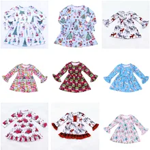 Рождественские платья для маленьких девочек; платье для девочек из молочного шелка; рождественские праздничные платья для девочек; яркое платье с длинными рукавами с изображением Олафа; одежда