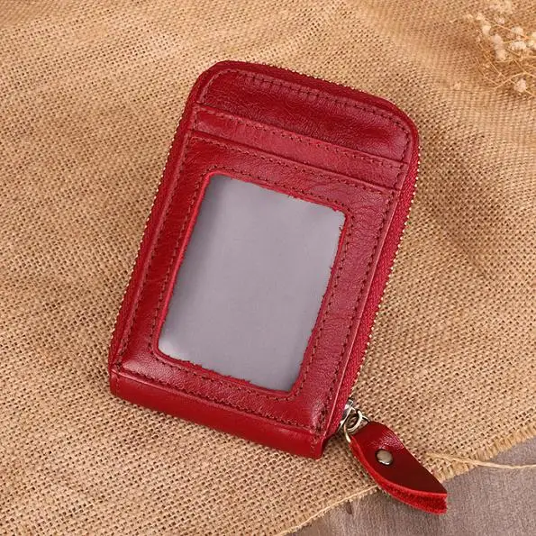 WRF23 RFID Блокировка натуральная кожа держатель для карт кошельки для женщин и мужчин высокое качество Кредитная карта держатель для ID карты унисекс портмоне - Цвет: Красный