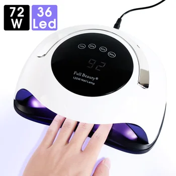 

72w High Powder Nail Dryer 2 Hand UV LED Lamp Touch Screen Sensor Sun Led Light For Curing All Gel Manicure Tools LASUNBQ5T
