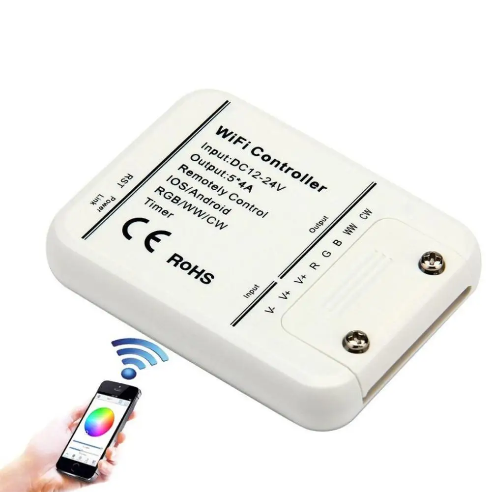 DC12-24V 4A 5CH RGB/WW/CW Светодиодный wifi контроллер IOS Android Smart Link Timer