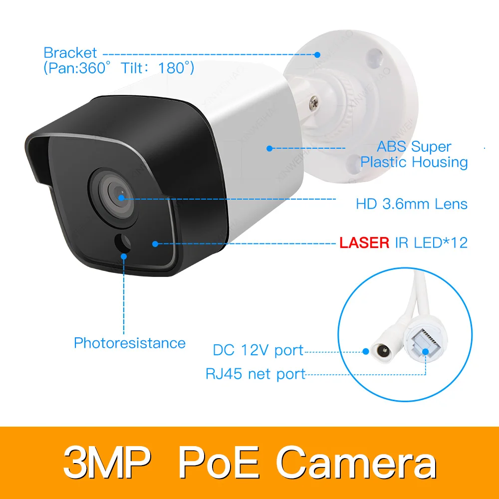 4ch 3MP POE комплекты H.265 система видеонаблюдения PoE NVR наружная ...